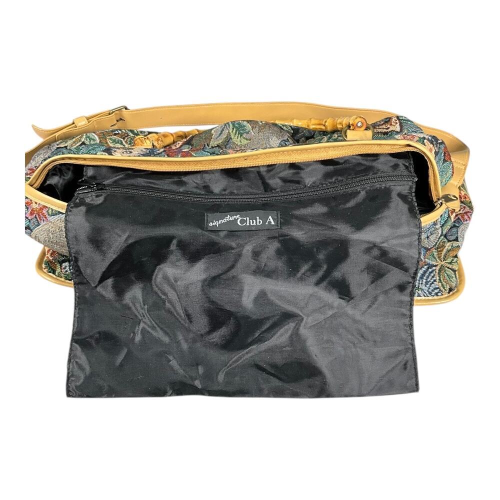 Tapestry Jungle Print Bamboo Handle Tote Bag - Multicolor - Picture 12 of 13